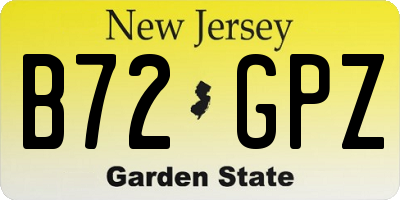 NJ license plate B72GPZ