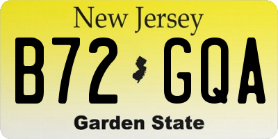 NJ license plate B72GQA