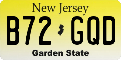 NJ license plate B72GQD