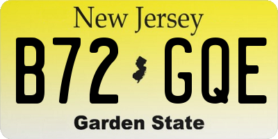 NJ license plate B72GQE