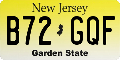 NJ license plate B72GQF
