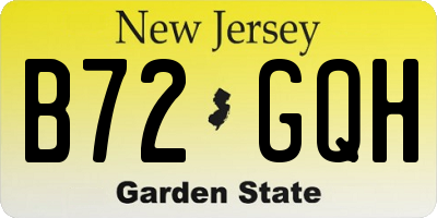 NJ license plate B72GQH