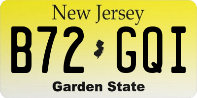 NJ license plate B72GQI