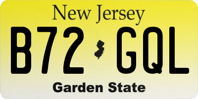 NJ license plate B72GQL