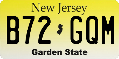 NJ license plate B72GQM