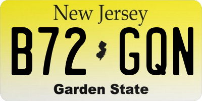 NJ license plate B72GQN