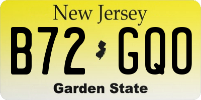 NJ license plate B72GQO