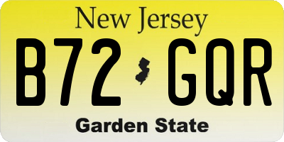 NJ license plate B72GQR