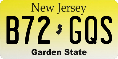NJ license plate B72GQS
