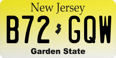NJ license plate B72GQW