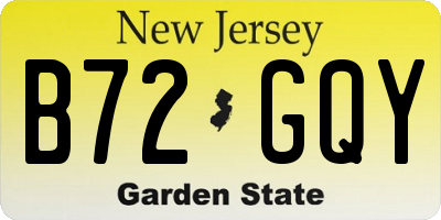 NJ license plate B72GQY