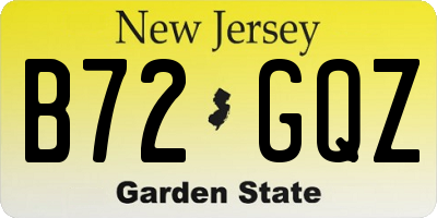 NJ license plate B72GQZ
