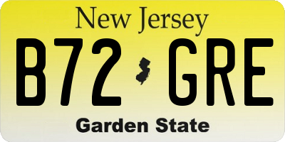 NJ license plate B72GRE
