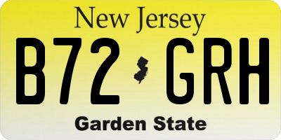 NJ license plate B72GRH