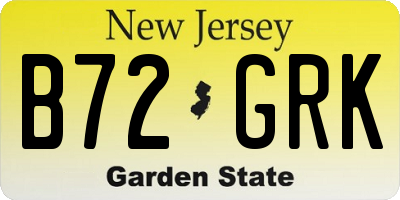 NJ license plate B72GRK
