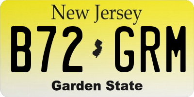NJ license plate B72GRM
