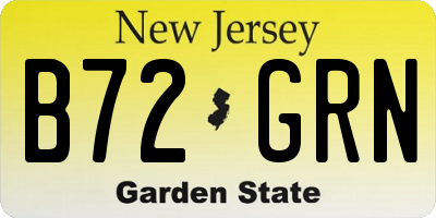 NJ license plate B72GRN