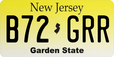 NJ license plate B72GRR