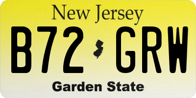 NJ license plate B72GRW
