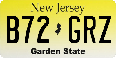 NJ license plate B72GRZ