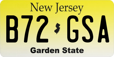 NJ license plate B72GSA