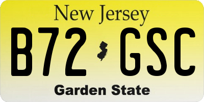 NJ license plate B72GSC