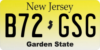 NJ license plate B72GSG
