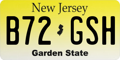 NJ license plate B72GSH