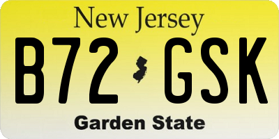 NJ license plate B72GSK