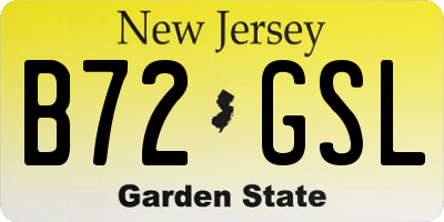 NJ license plate B72GSL