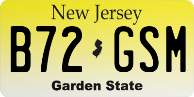 NJ license plate B72GSM