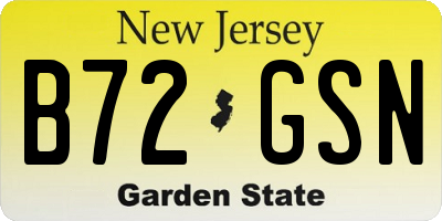 NJ license plate B72GSN