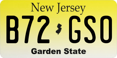 NJ license plate B72GSO