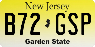 NJ license plate B72GSP
