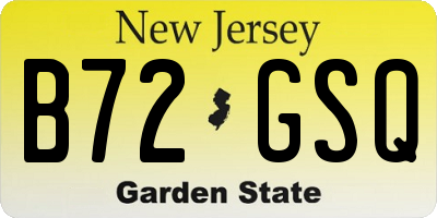 NJ license plate B72GSQ