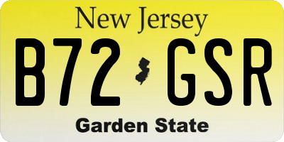 NJ license plate B72GSR