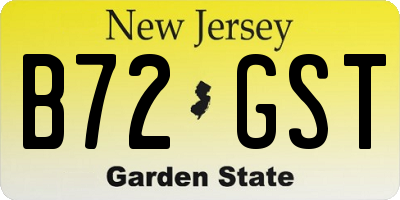 NJ license plate B72GST