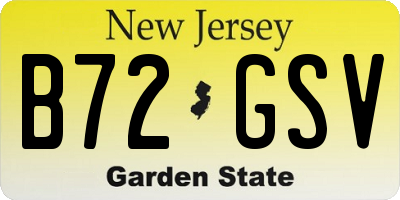 NJ license plate B72GSV