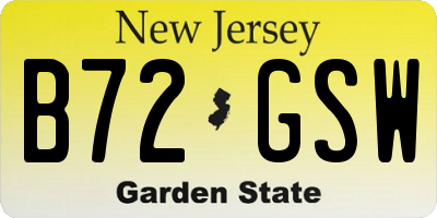 NJ license plate B72GSW