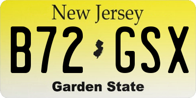 NJ license plate B72GSX