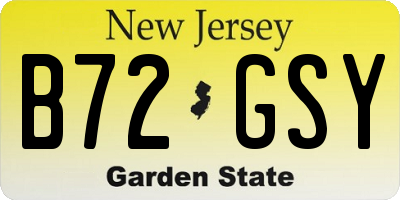 NJ license plate B72GSY