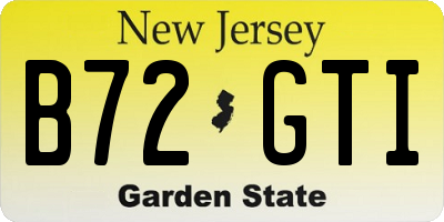 NJ license plate B72GTI