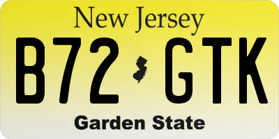 NJ license plate B72GTK
