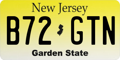 NJ license plate B72GTN