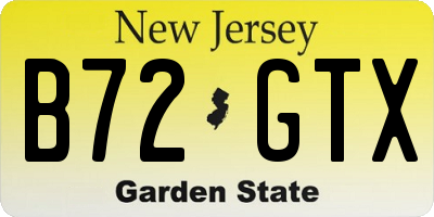 NJ license plate B72GTX