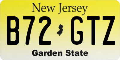 NJ license plate B72GTZ