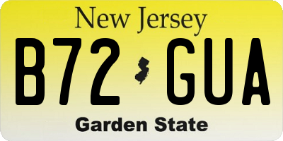NJ license plate B72GUA
