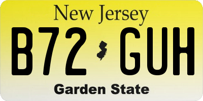 NJ license plate B72GUH
