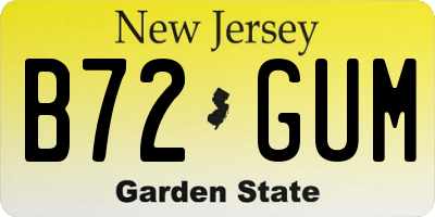 NJ license plate B72GUM