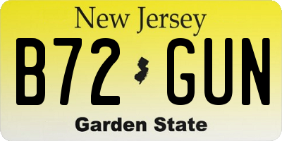 NJ license plate B72GUN